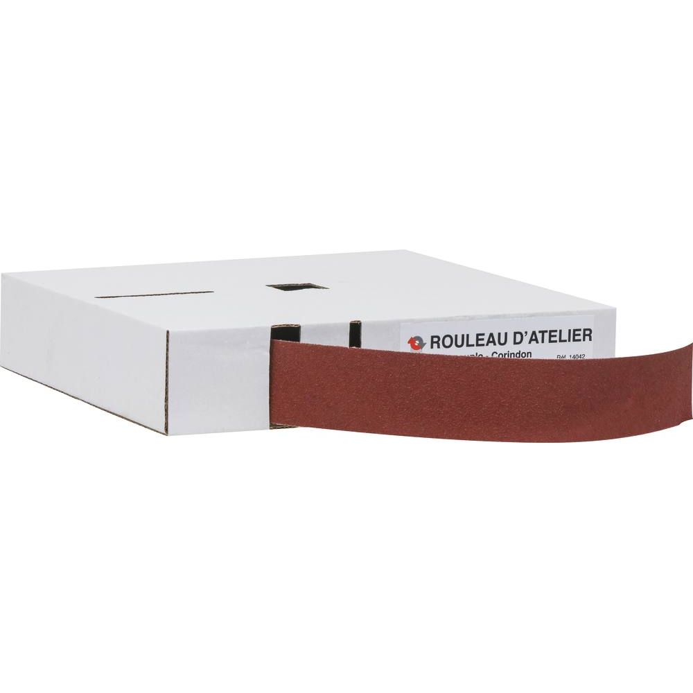 Rouleau d'atelier papier abrasif P60 38mmx25m - boîte distributrice KARBOSAN - 14042