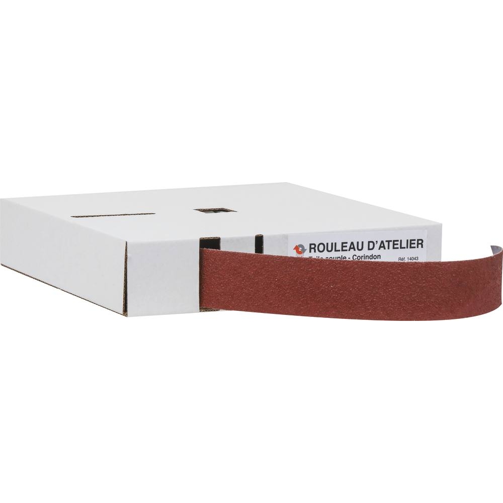 Rouleau d'atelier papier abrasif P40 38mmx25m - boîte distributrice KARBOSAN - 14043