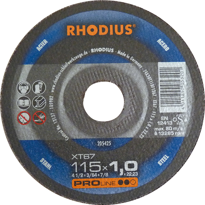 Disque à tronçonner acier 115x1x22mm - lot de 50 pcs RHODIUS - 14057