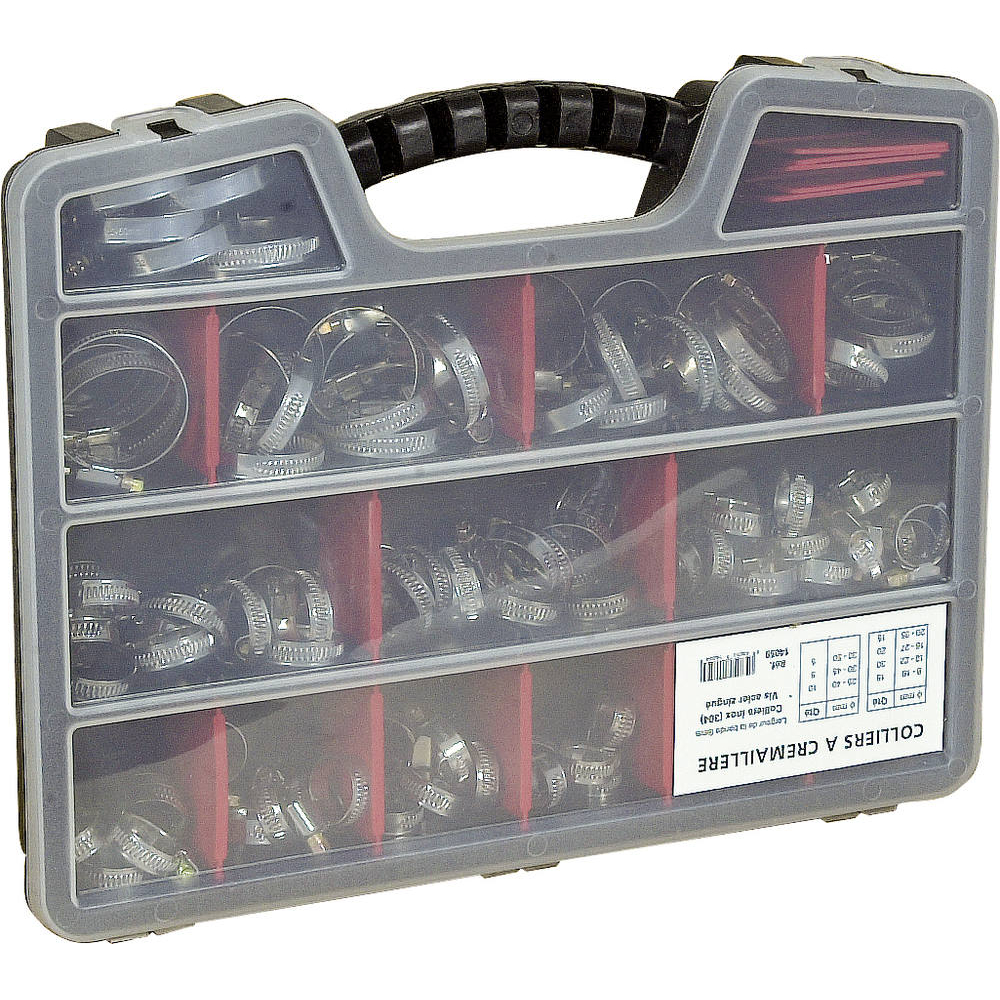 Collier à crémaillère acier inox et vis zingué 9mm de 8 à 50mm - coffret de 100 pcs KLIPPER - 14059