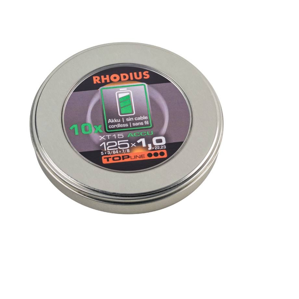 LOT 10 DISQUES A TRONCONNER POUR MEULEUSE SUR BATTERIE 125X1X22.23 - RHODIUS - 14069