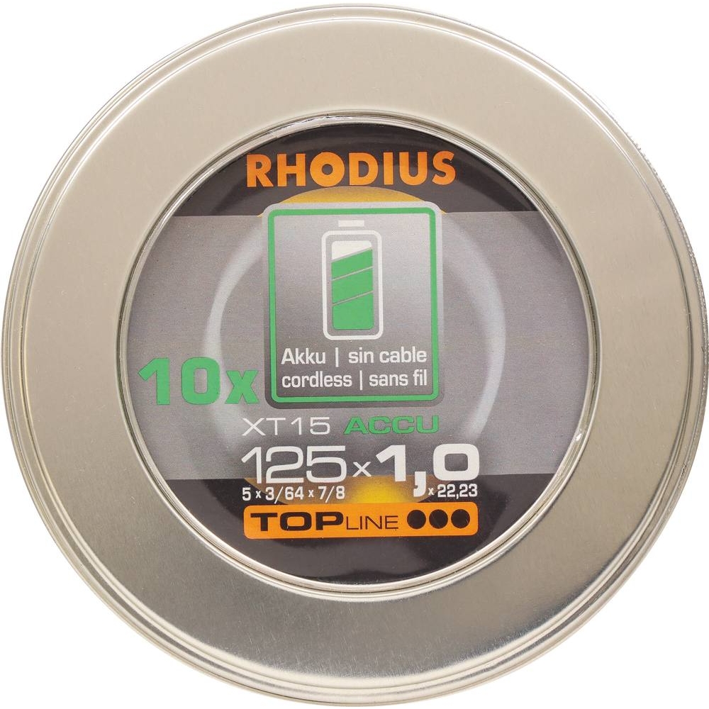 Disque à tronçonner acier/inox 125x1x22mm pour meuleuse sur batterie - lot de 10 pcs RHODIUS - 14069