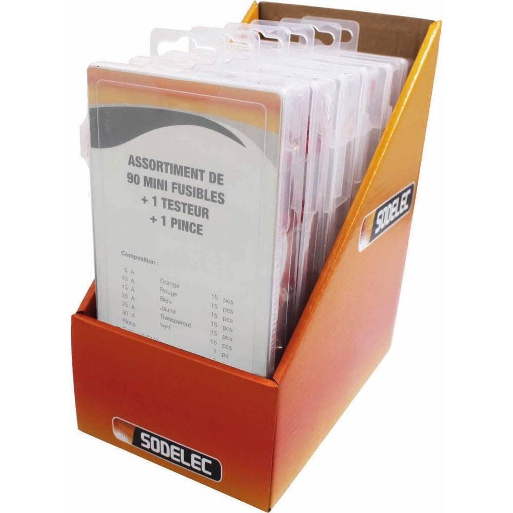 Fusible enfichable assortiment avec testeur 6-24V - coffret 92 pcs SODELEC - 14103