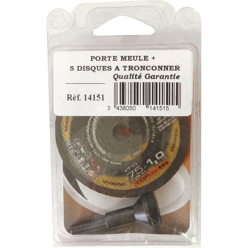 Porte-meule sur tige 6mm avec 5 disques 76mm - DRAKKAR - 14151