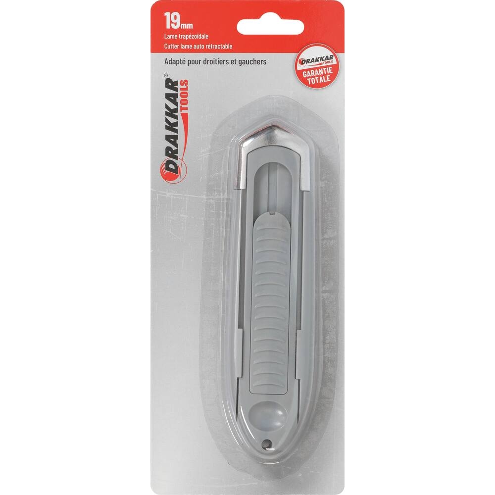 Cutter 19mm de sécurité lame auto rétractable trapézoïdale - DRAKKAR TOOLS - 14344
