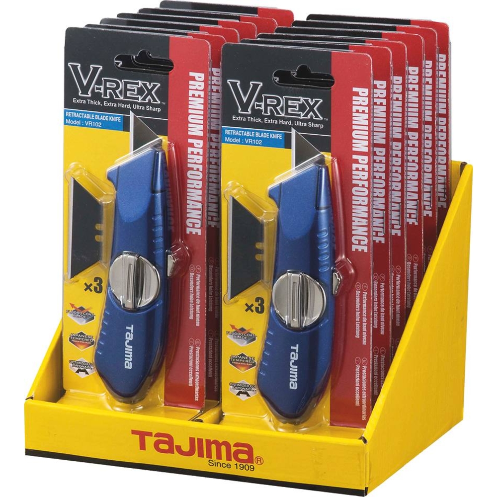 Couteau 19mm métallique lame trapézoïdale 3 positions - TAJIMA - 14394