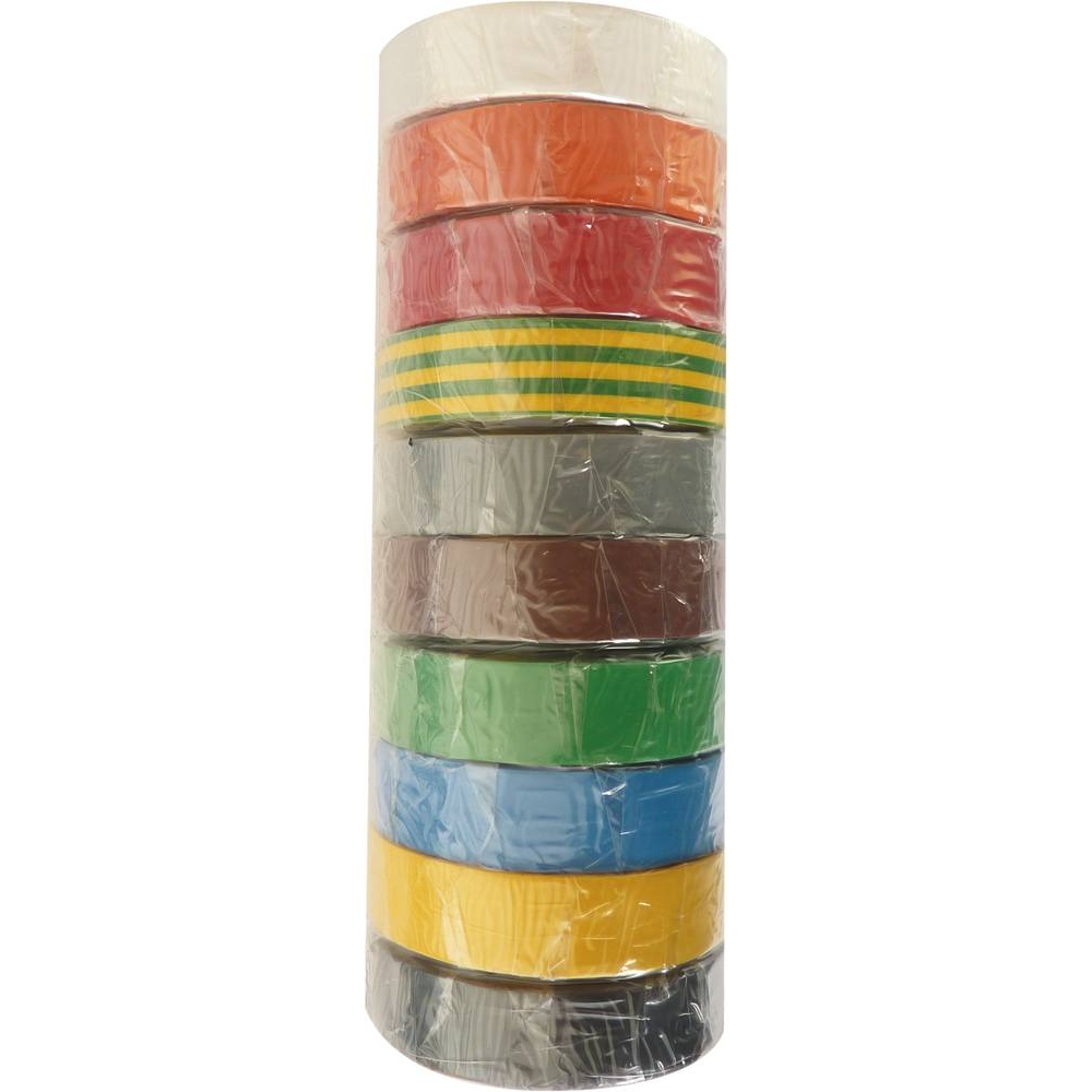 Ruban adhésif isolant PVC couleur assorties 15mmx10m - lot de 10 pcs ADVANCE - 14600