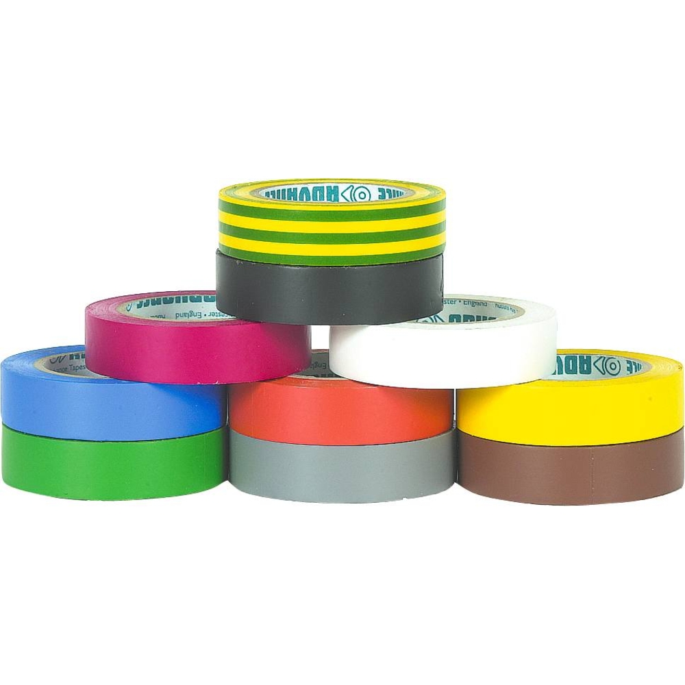 Ruban adhésif isolant PVC couleur assorties 15mmx10m - lot de 10 pcs ADVANCE - 14600