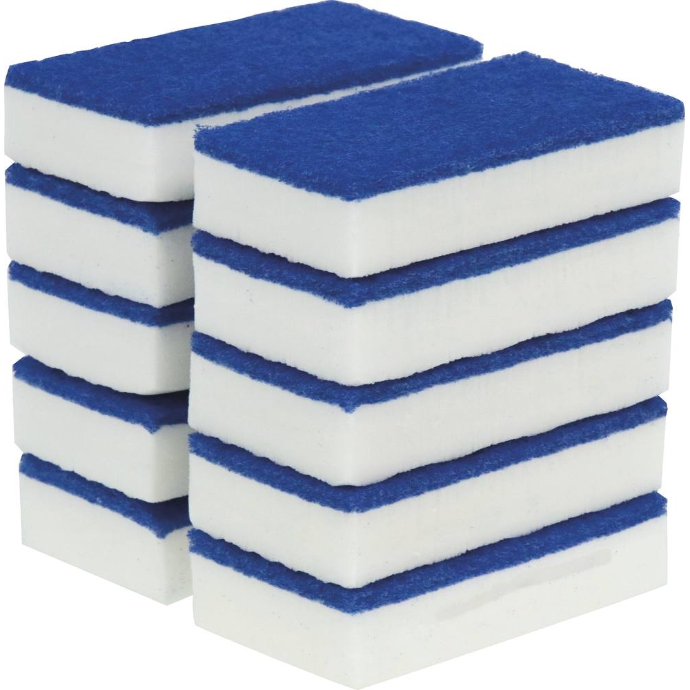 Eponge duo double face bleu et blanc tâches difficiles - lot de 10 pcs KARZHAN - 14636