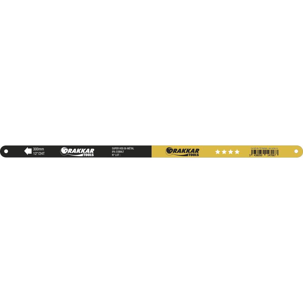 Lame de scie acier rapide bi-métal 10 dents/cm pour inox et acier dur - Lot de 100 - DRAKKAR TOOLS - 14706.100