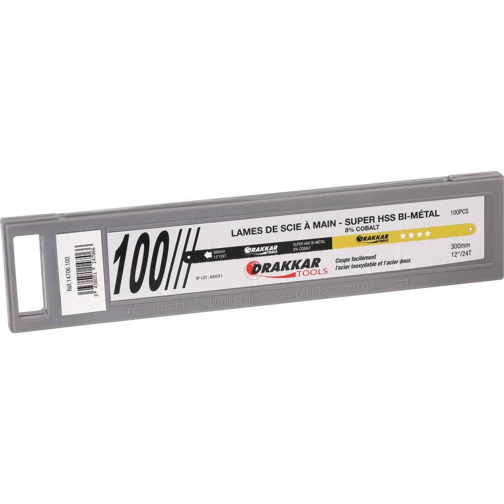 Lame de scie acier rapide bi-métal 10 dents/cm pour inox et acier dur - Lot de 100 - DRAKKAR TOOLS - 14706.100