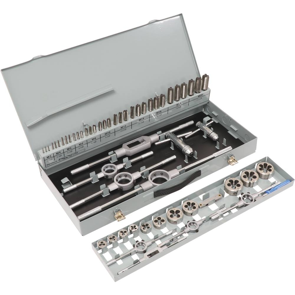 Taraud et filière M3 à M20 3 passes - coffret de 56 pcs DRAKKAR - 14723