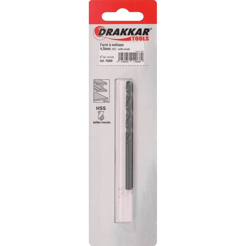 Foret à métaux HSS 4,5mm - de 1 pcs DRAKKAR TOOLS - 14968