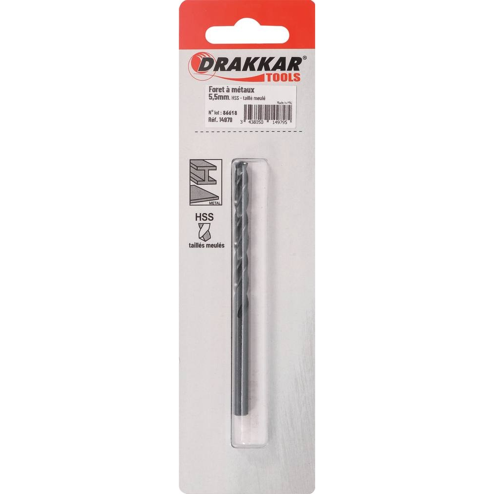 Foret à métaux HSS 5,5mm - de 1 pcs DRAKKAR TOOLS - 14979