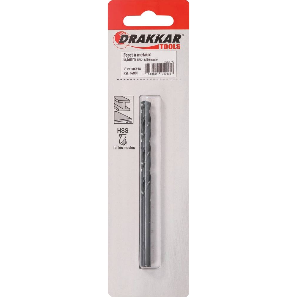 Foret à métaux HSS 6,5mm - de 1 pcs DRAKKAR TOOLS - 14981