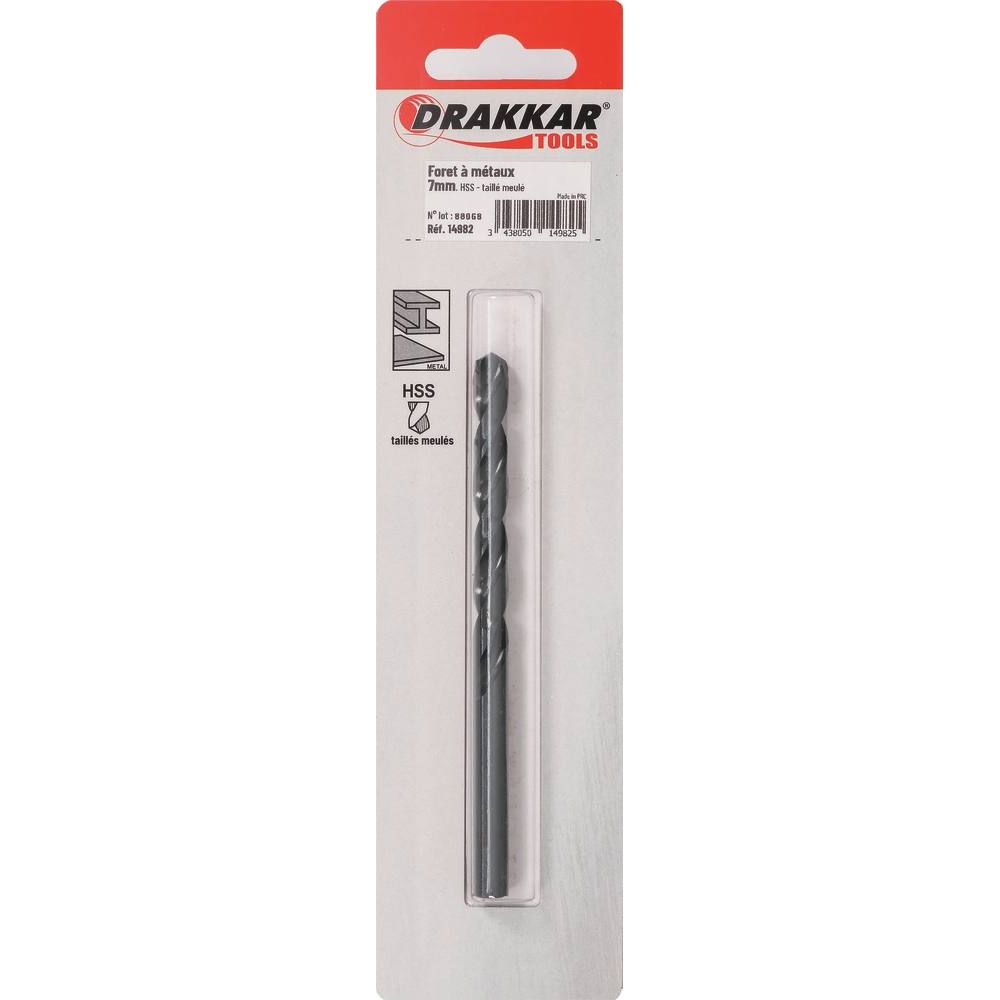 Foret à métaux HSS 7mm - de 1 pcs DRAKKAR TOOLS - 14982