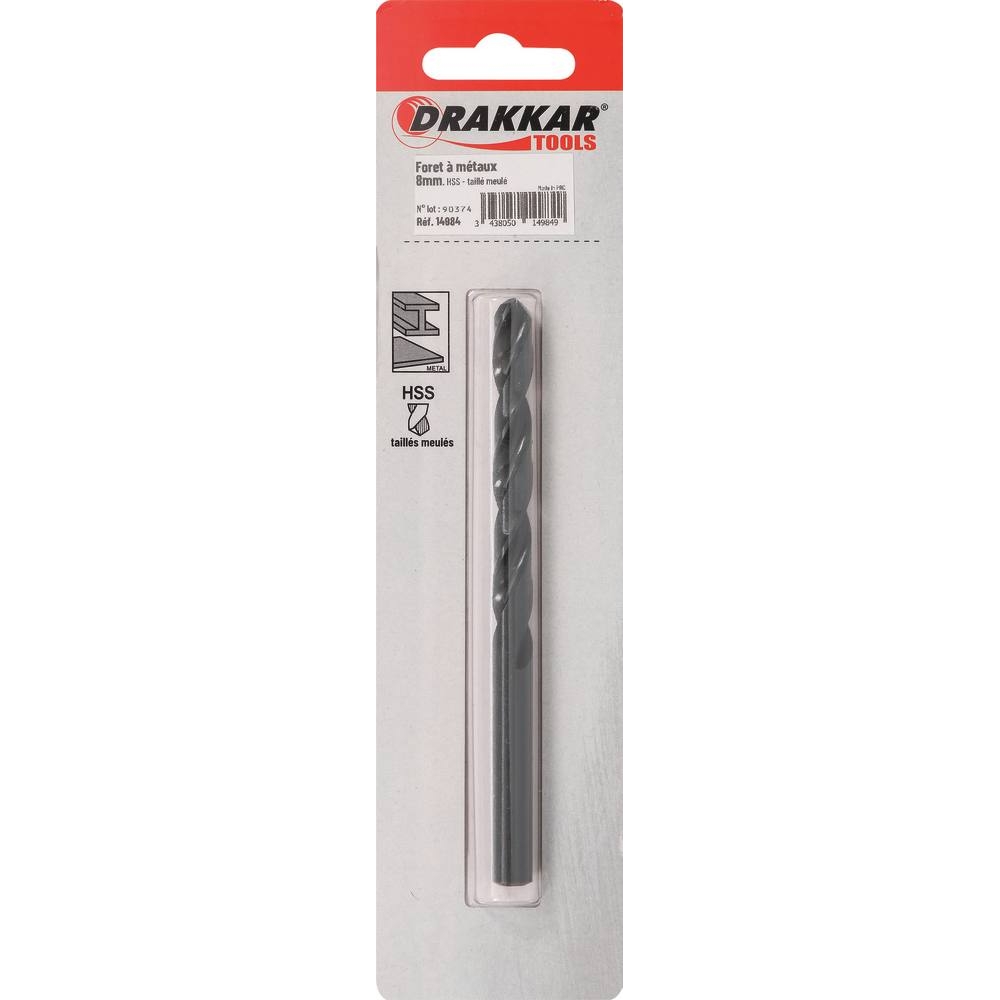 Foret à métaux HSS 8mm - de 1 pcs DRAKKAR TOOLS - 14984