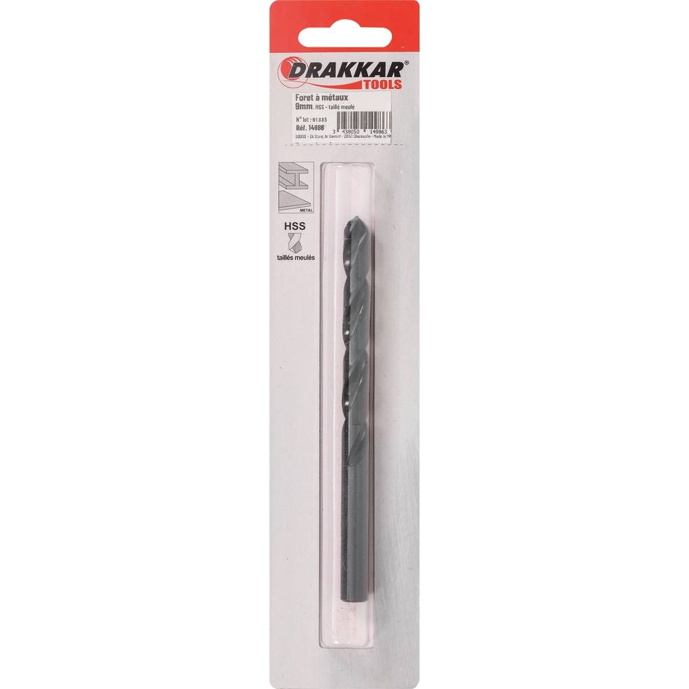 Foret à métaux HSS 9mm - de 1 pcs DRAKKAR TOOLS - 14986