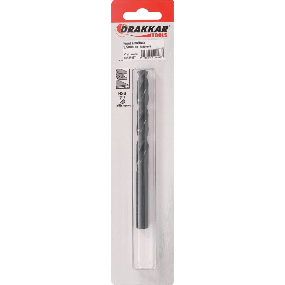 Foret à métaux HSS 9,5mm - de 1 pcs DRAKKAR TOOLS - 14987