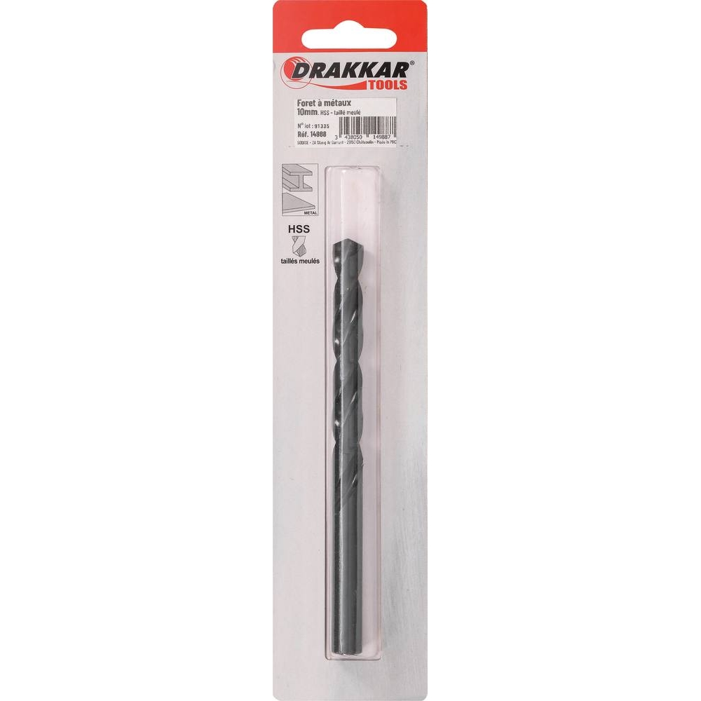 Foret à métaux HSS 10mm - de 1 pcs DRAKKAR TOOLS - 14988