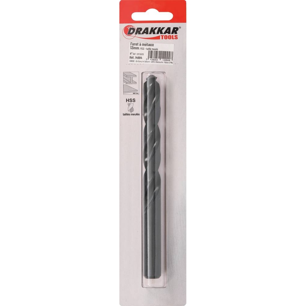 Foret à métaux HSS 13mm - de 1 pcs DRAKKAR TOOLS - 14994