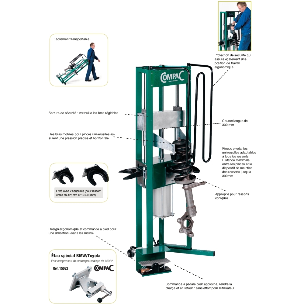 Compresseur de ressort pneumatique sur roues MacPherson COMPAC - 15022