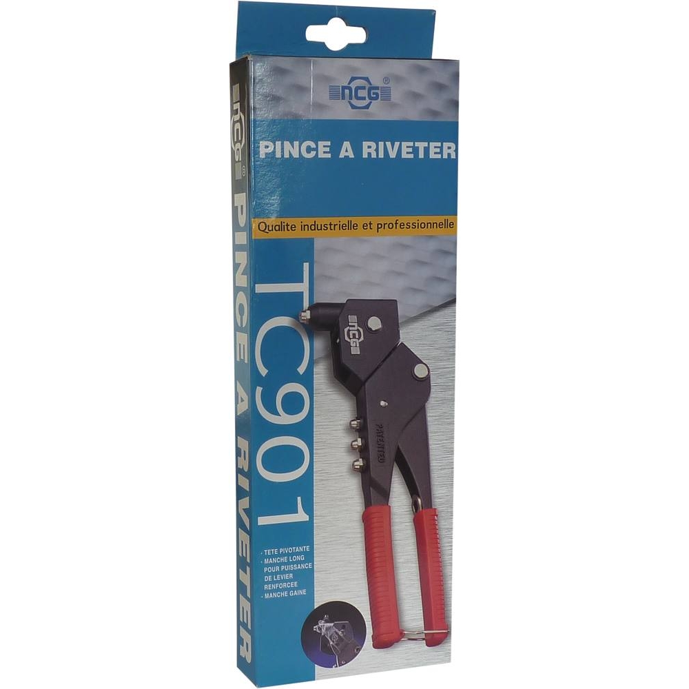 Pince à riveter tête tournante 290mm gainée PVC DRAKKAR TOOLS - 15208
