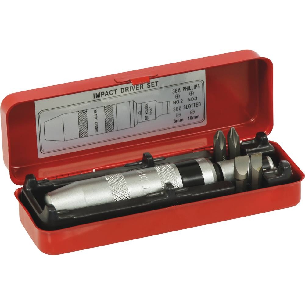 Tournevis à chocs + 4 embouts - boîte métallique DRAKKAR TOOLS - 15431