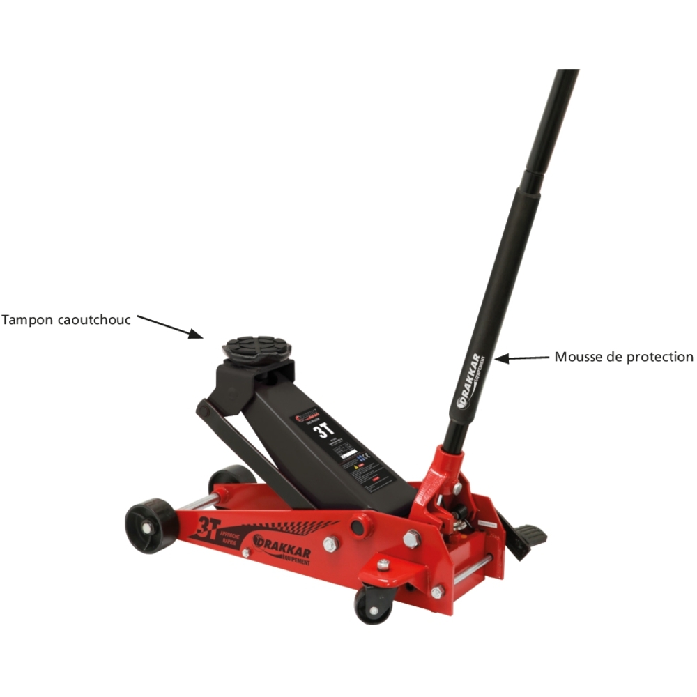 Cric rouleur 3T avec pédale 145/500mm longueur 640mm DRAKKAR - 15453