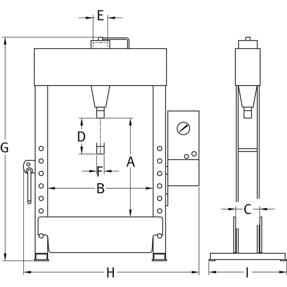 Presse d'atelier électro-hydraulique 40T avec vérin double effet COMPAC - 15462