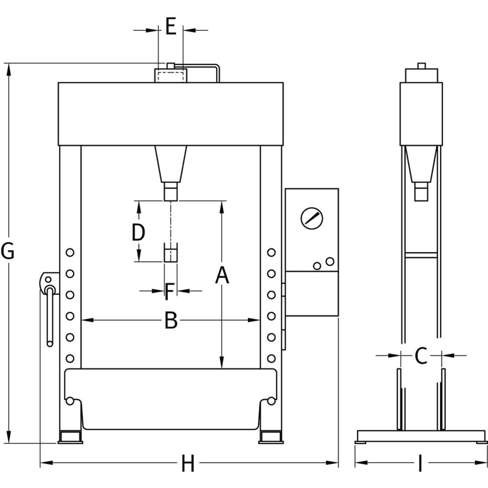 Presse d'atelier électro-hydraulique 60T avec vérin double effet COMPAC - 15463