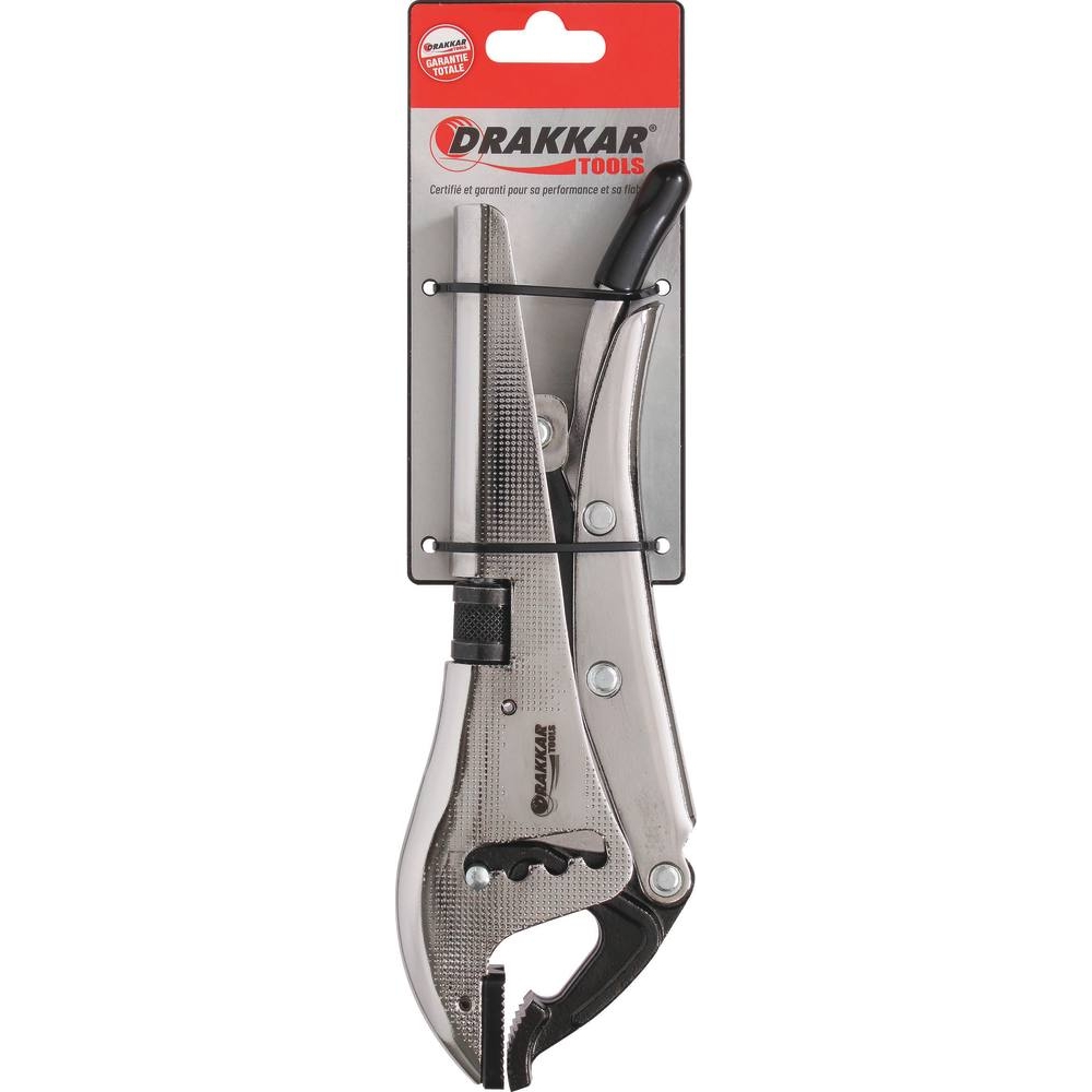 Pince étau à 4 crans 220mm réglage par molette - carte DRAKKAR TOOLS - 15493