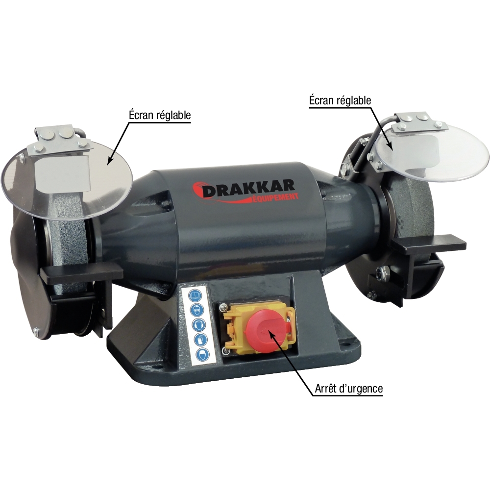 Touret à meuler 230V 520W 150mm meule/meule DRAKKAR - 15528