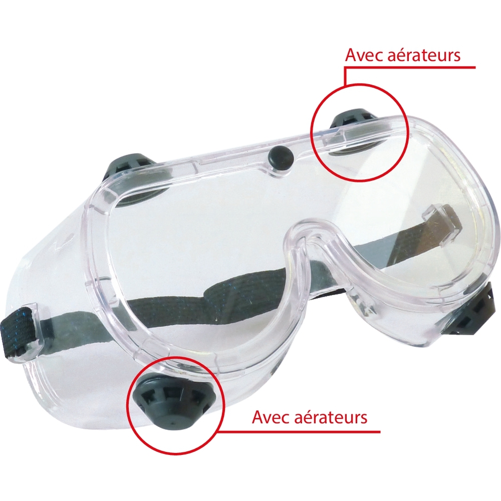 Masque de meulage anti-buée avec 4 aérateurs - Lot de 20 - NOWEAR - 15539.20