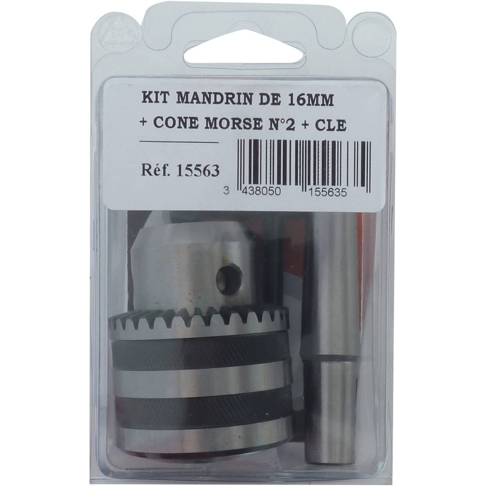 Mandrin à clé de 1-16mm avec cône morse N°2 pour perceuse sur colonne DRAKKAR - 15563