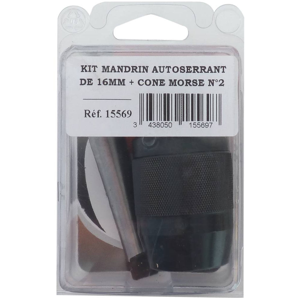 Mandrin autoserrant de 3-16mm avec cône morse N°2 pour perceuse sur colonne DRAKKAR - 15569