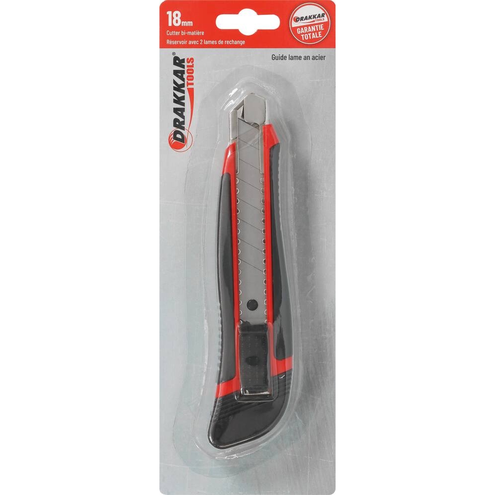 Cutter 18mm auto-bloquant guide lame en acier bi-matière - DRAKKAR TOOLS - 15848