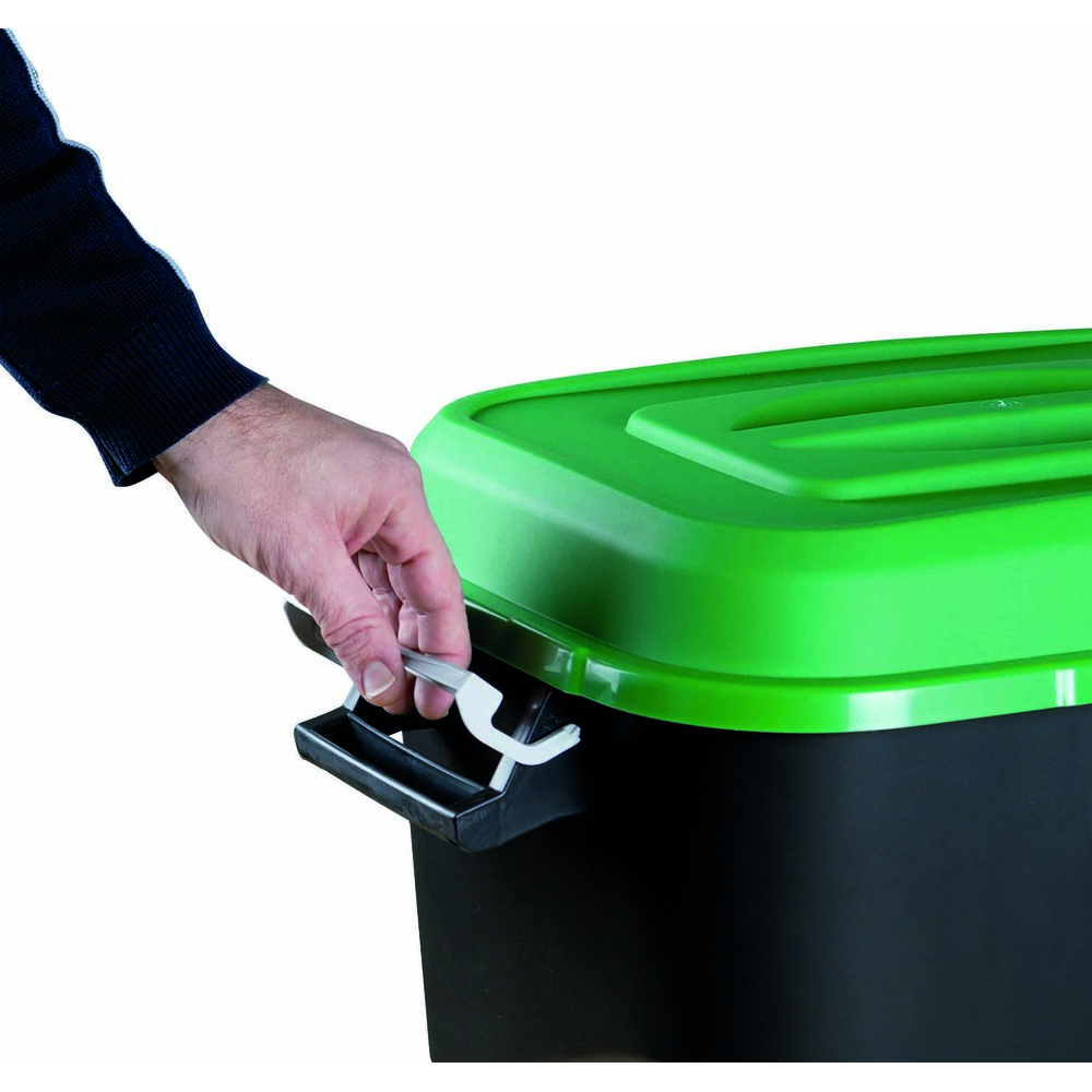 Poubelle 75L noire avec couvercle vert TAYG - 15942