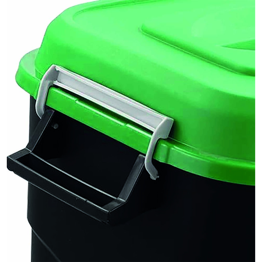 Poubelle 75L noire avec couvercle vert TAYG - 15942