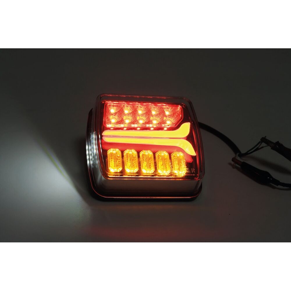 Feu arrière carré LED droit 12/24V 4 fonctions - SODIFLASH - 16036