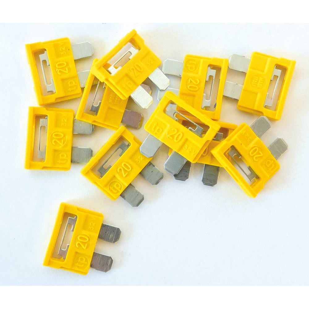 Fusible enfichable 20A jaune - lot de 50 pcs SODELEC - 16045