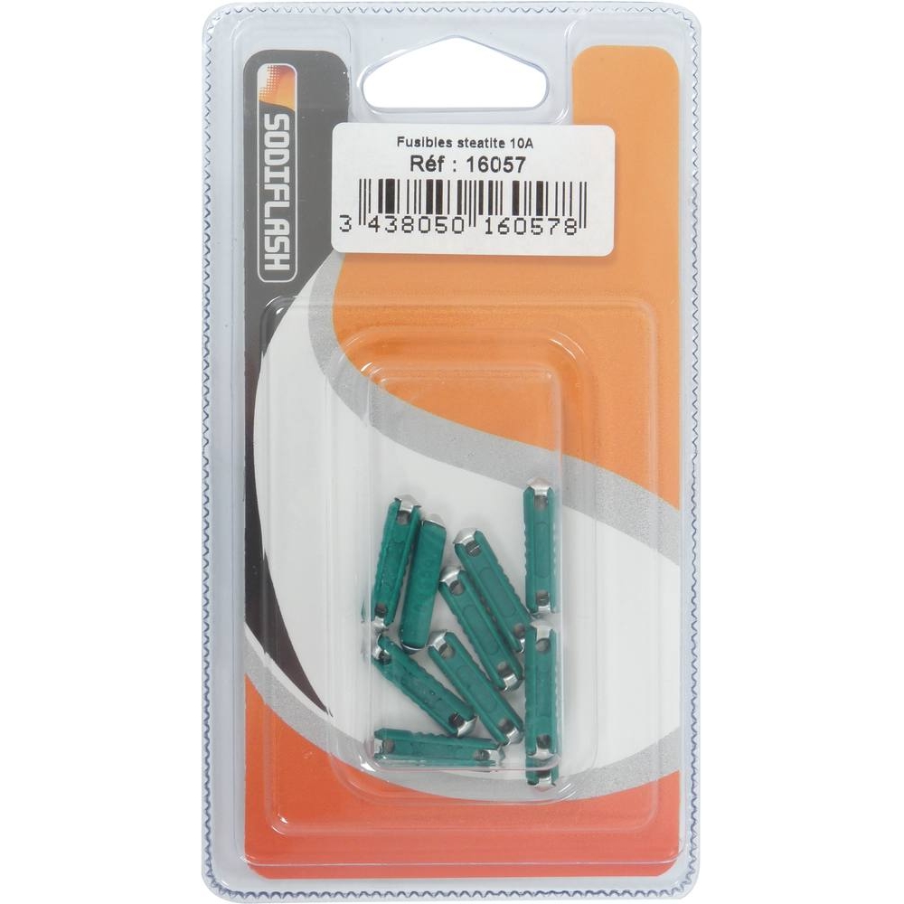 Fusible steatite 10A vert - de 10 pcs SODELEC - 16057
