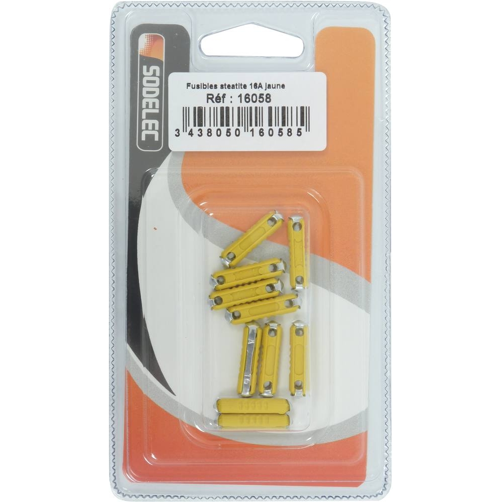Fusible steatite 16A jaune - de 10 pcs SODELEC - 16058