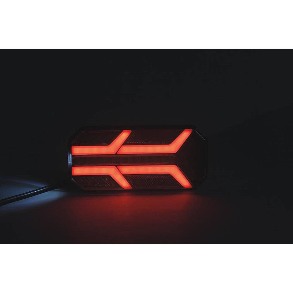 Feu arrière rectangle droit LED 12/24V 7 fonctions 235x110mm SODIFLASH - 16096