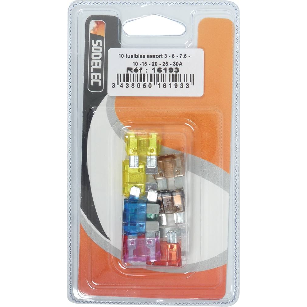 Fusible enfichable standard assortiment - de 10 pcs SODELEC - 16193