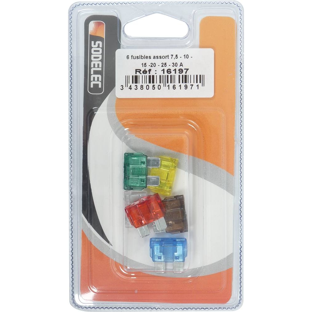 Fusible enfichable standard assortiment - de 6 pcs SODELEC - 16197