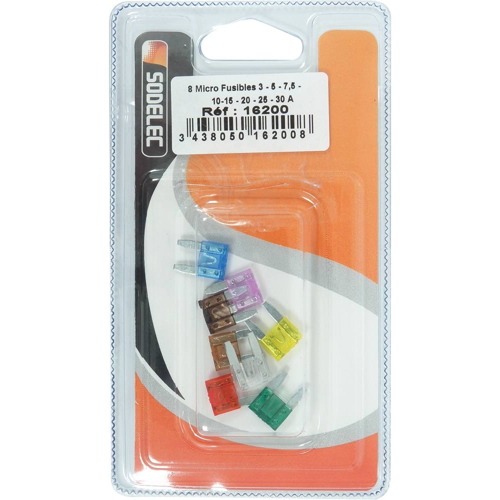 Fusible mini enfichable assortiment - de 8 pcs SODELEC - 16200