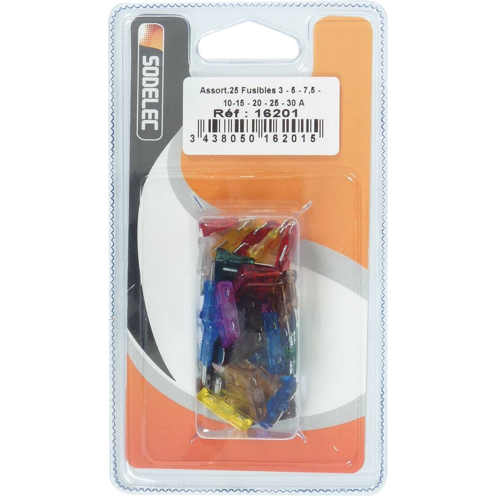 Fusible enfichable standard assortiment - de 25 pcs SODELEC - 16201