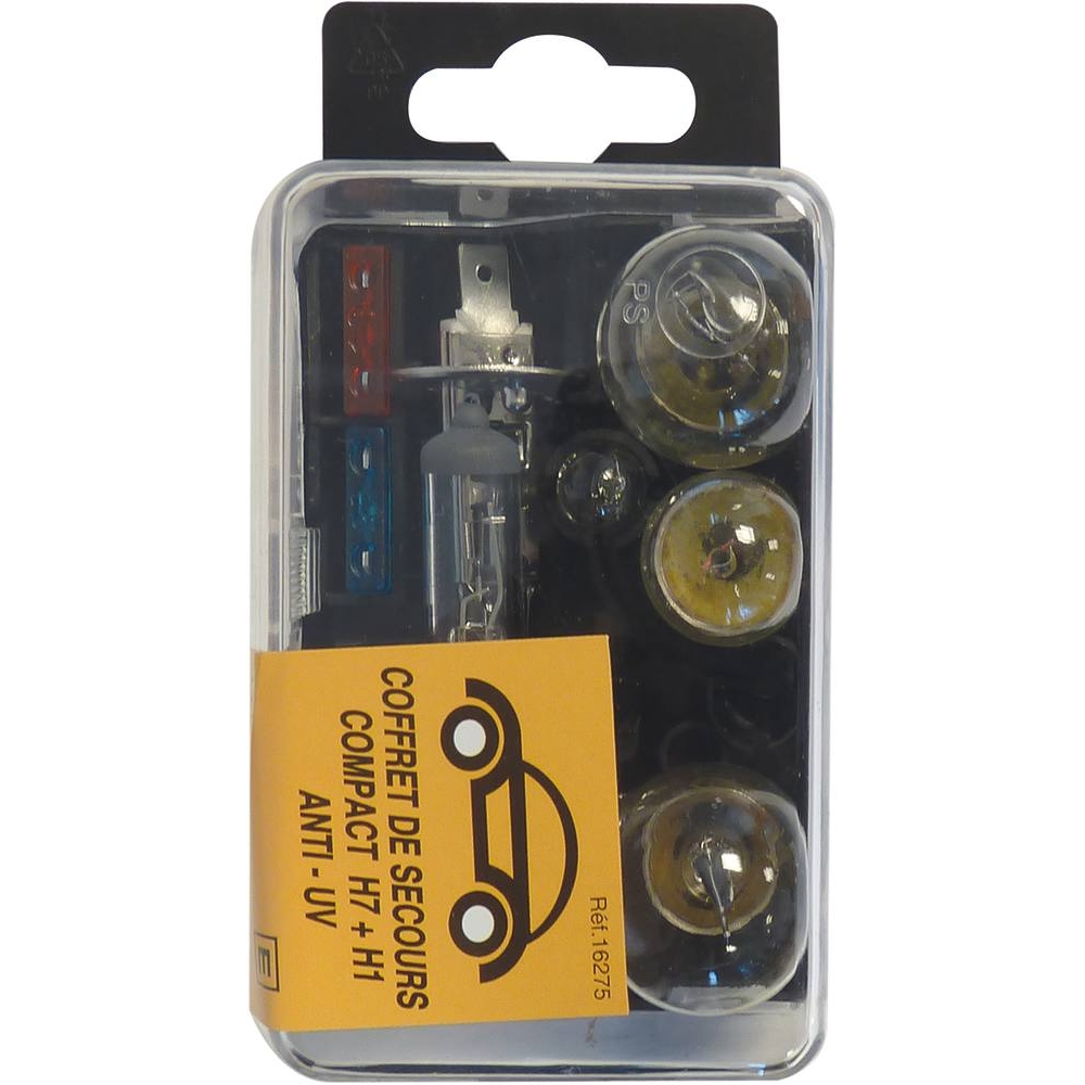 Coffret de secours 12V H1/H7 - 6 ampoules et 2 fusibles SODELEC - 16275