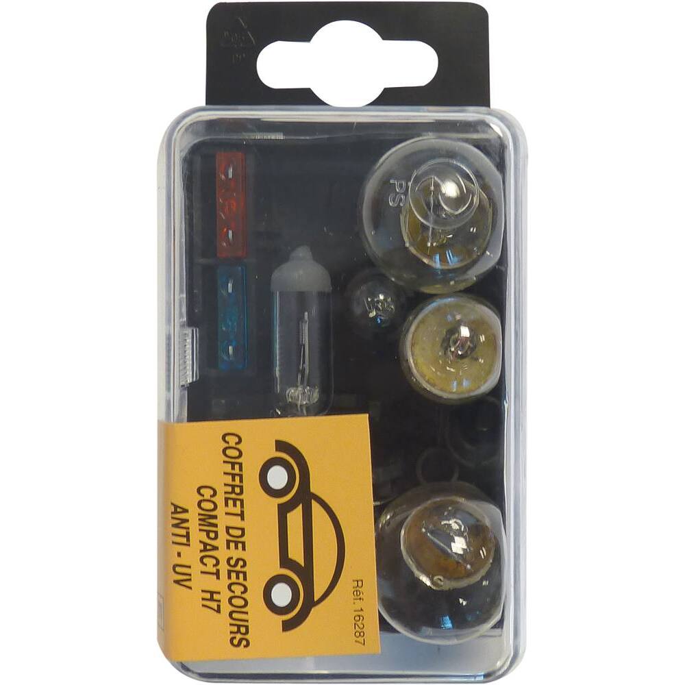 Coffret de secours 12V H7 - 5 ampoules et 2 fusibles - Lot de 10 - SODELEC - 16287.10